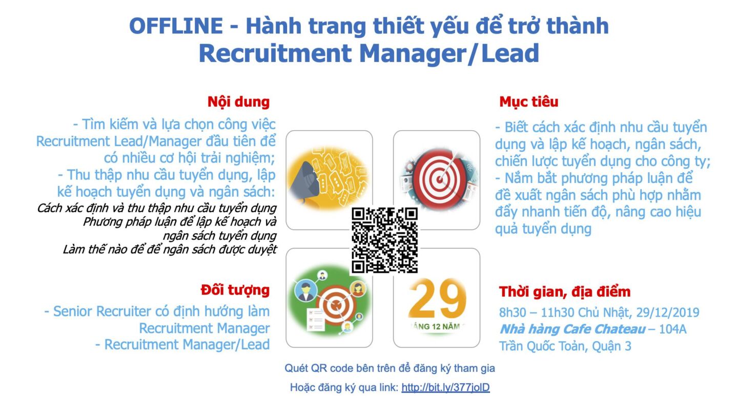 [HCM] Workshop 04: Hành trang thiết yếu để trở thành Recruitment Lead/Manager (29/12/2019)