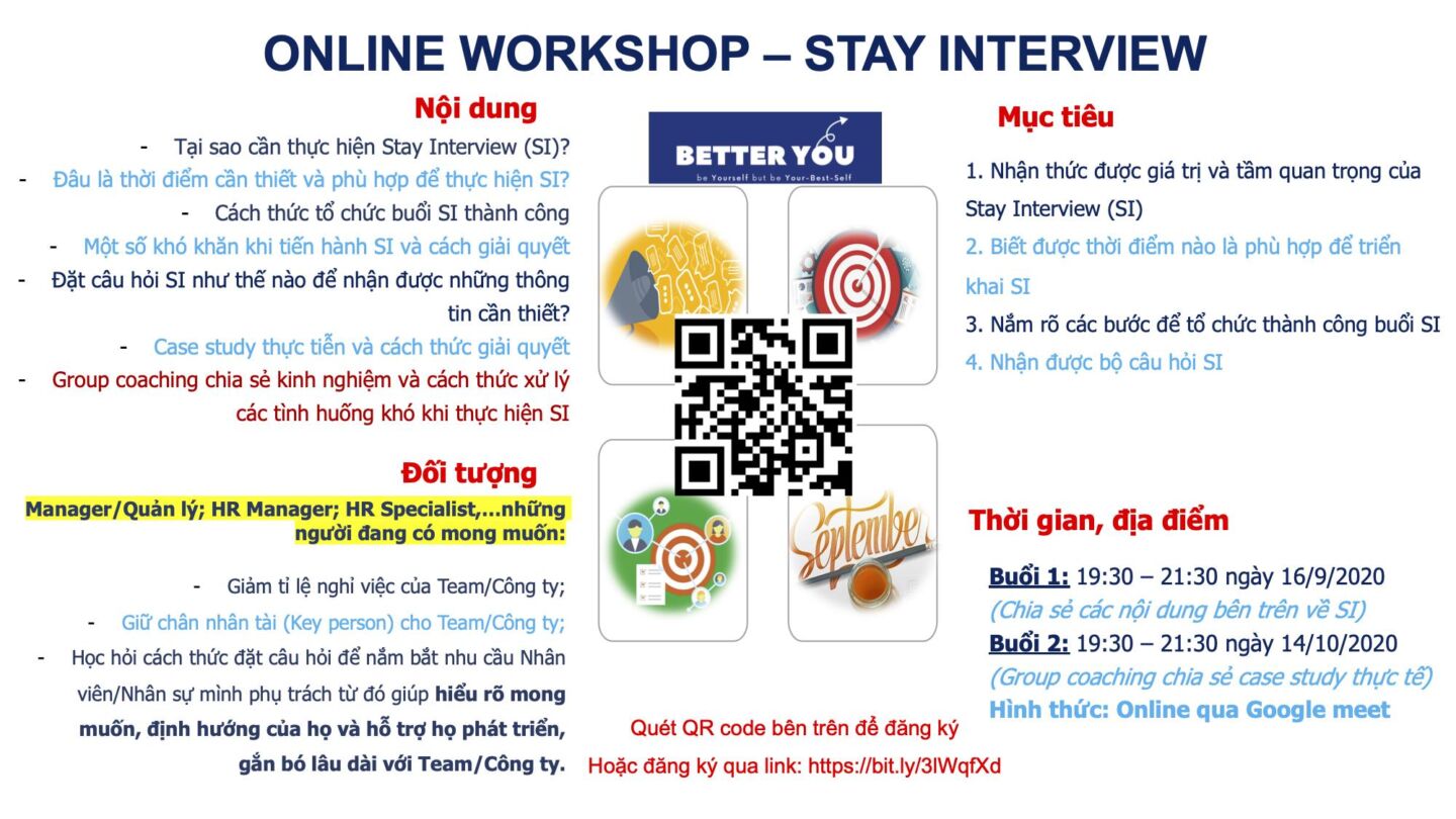 [Online] Workshop 03: STAY INTERVIEW – HOW TO MAKE IT VALUE? (16/9/2020 & 14/10/2020)